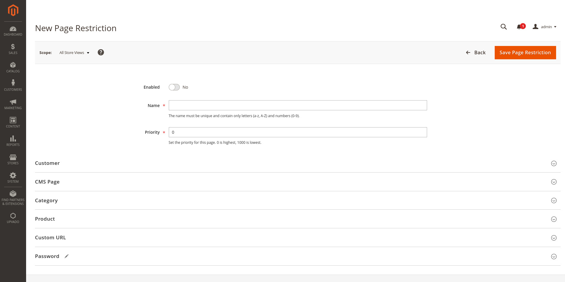 Magento Page Restriction New Page Restriction