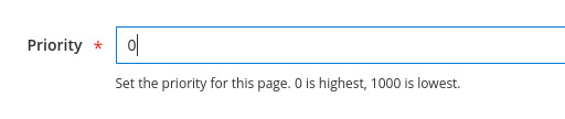 Magento Page Restriction Priority field